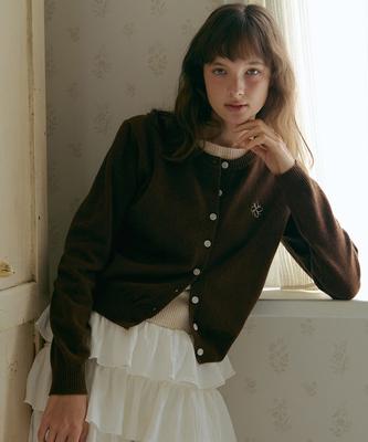 Oder Color Block Layered Wool Cardigan - Brown Cream