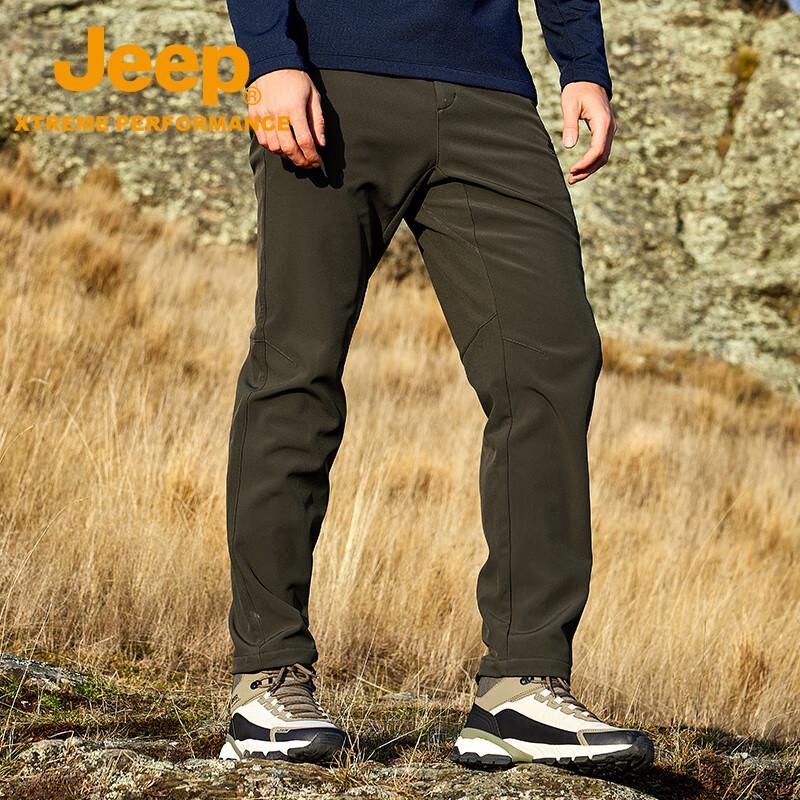 Jeep Men's Waterproof Warm Double-Sided Fleece Soft Shell Pants