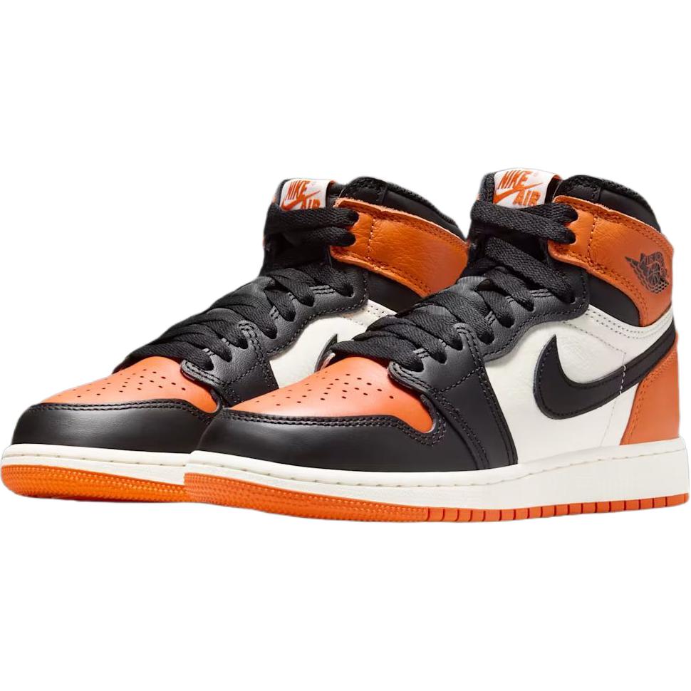 Air Jordan 1 Retro High OG PS Shattered Backboard 2025 Kids Sneakers Orange Black Sail FD1412-008