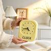 Cream Square Pendulum Clock Ornament Modern Desktop Clock Home Decor Silent Clock Student Bedroom Decoration Gift for Friends