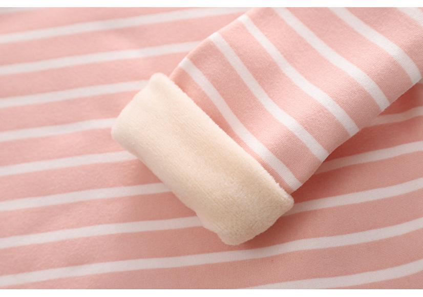 Children's Warm Striped High-Waist Underwear Set for Spring and Autumn - Plus Velvet for Babies, Toddlers, and Kids
