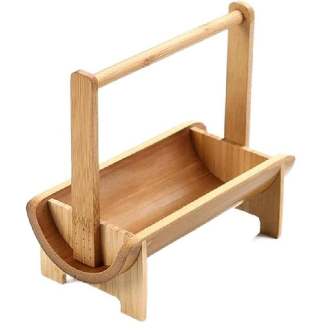 FARZI Portable Bamboo Cabas Gift Box Bamboo Portable Snack Basket Desktop Tea Box Dried Fruit Tray Storage Fruit Snack Basket