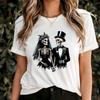 Just Married Skeleton Couple Wedding Outfits T-Shirt Spooky Gothic Halloween Graphic Top Romantic Halloween Costume Trendy Dark Fashion Tee