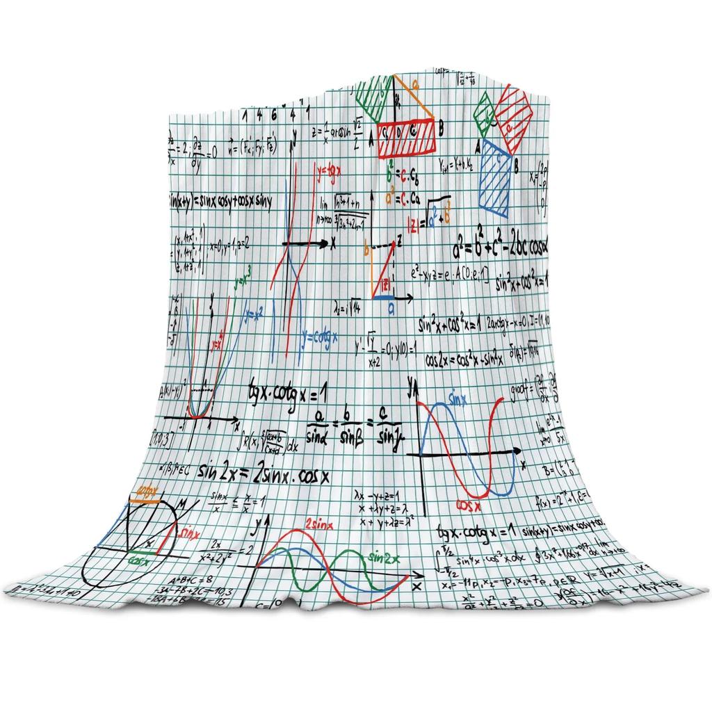Physics Science Academic Algebra Formula Flannel Blanket for Bed Sofa Portable Soft Fleece Throw Blanket Funny Plush Blanket