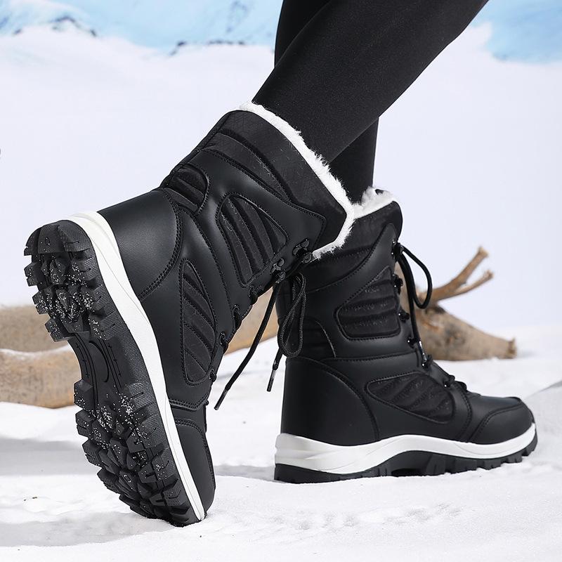 Fashion Ladies' Fashionable Snow Boots, Solid Color Design, Round Toe Style, Ultra-fine Fiber Outer Layer, Fabric Lining, Rubber Sole
