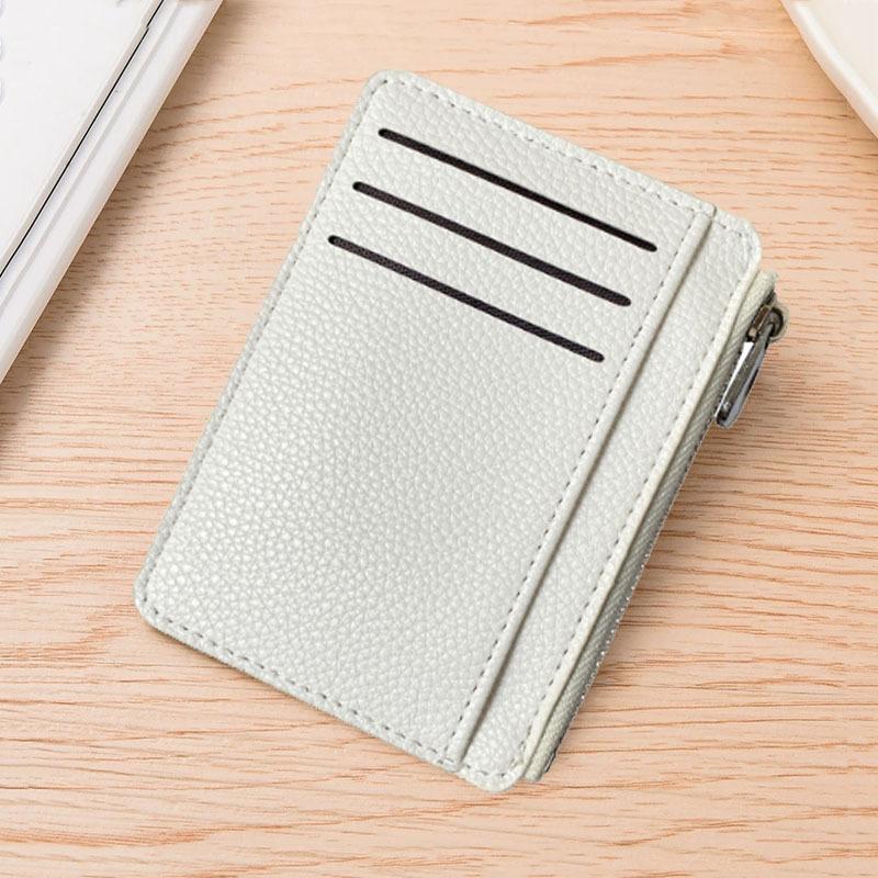 Zipper Coin Purse Simple Multi-Card Slots Wallet Pu Leather Card Holder Lightweight Change Pouch For Women Men Daily Use