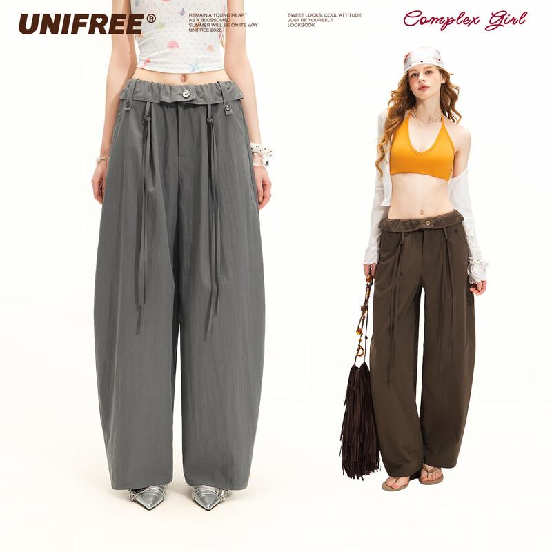 unifree Loose Fit Casual Pants with Flip Waistband