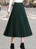 Pleated Midi Skirt, Wool-blend, Thick and Flowing, Solid Color Slimming A-line Silhouette