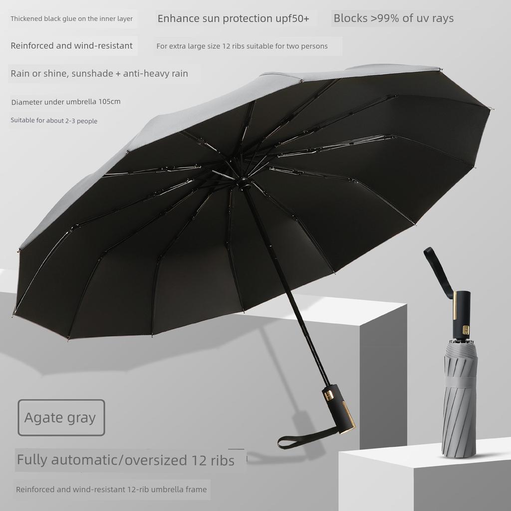 Fully Automatic Large Umbrella, Thickened and Reinforced, Foldable, Sunshade, Uv Protection, Dual-Use for Sun and Rain, Suitable for Men and Women