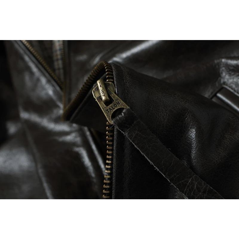 Čínská velikost Pánská kožená bunda z pravé hovězí kůže Pánské bundy Slim Šedá Hnědá Bunda se stojáčkem Pro muže Jaro Podzim