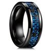 Fashion Heartbeat Stainless Steel Rings for Men With Blue Carbon Fiber Inlay Ring Wedding Jewelry Christmas Gift Accessories