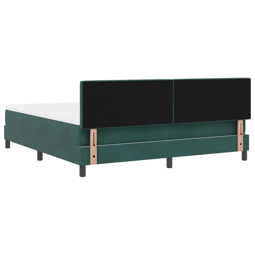 LED Box Spring Bed with Mattress Dark Green 180 X 200 Cm Velvet