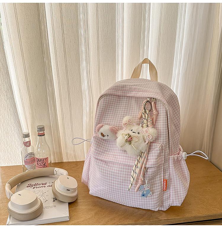 Schoolbag Korean ins Mori small fresh and sweet wind girl plaid small backpack high value travel shopping small backpack