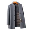 Men's Stand Collar Wool Coat with Detachable Down Liner – Thickened Loose Fit for Autumn/Winter