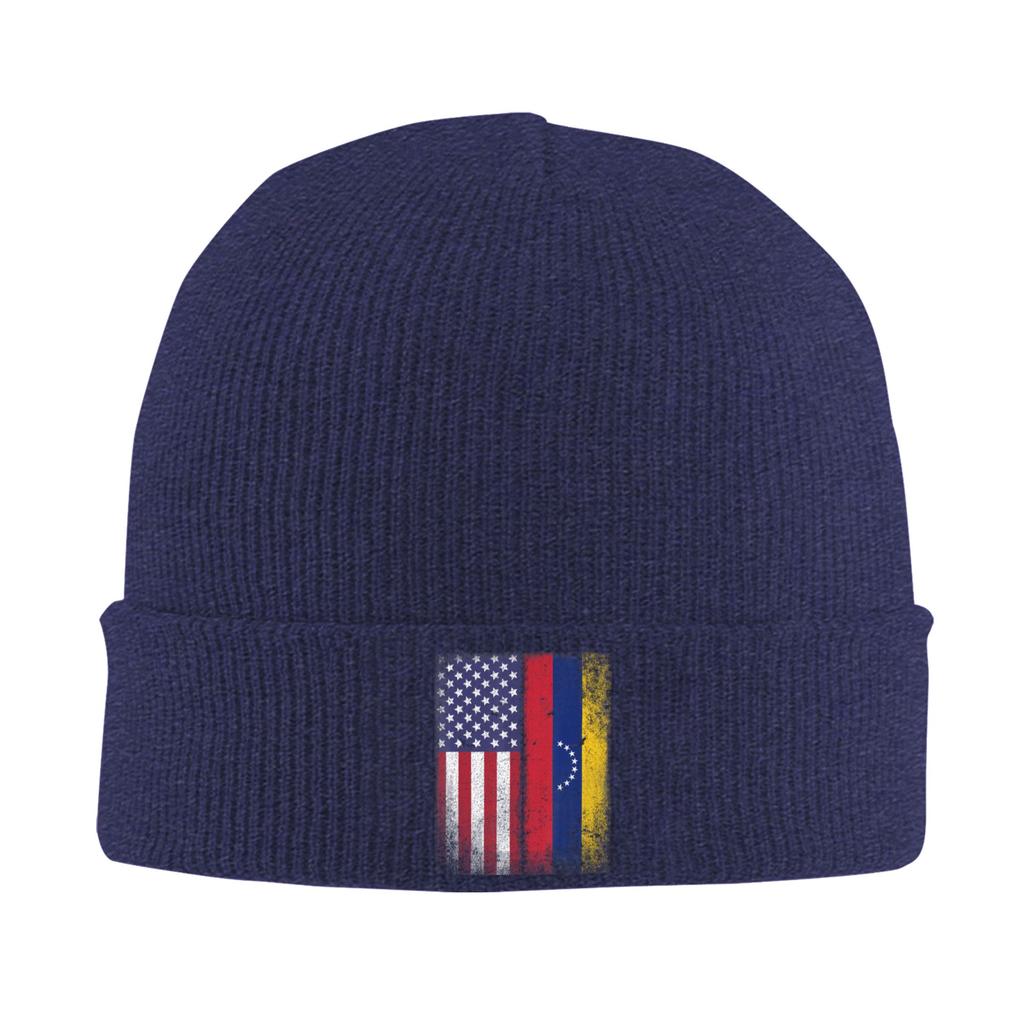 Adult Venezuelan Roots American Grown Venezuela Usa Flag America Beanie Hats Knitted Hat Spring Outdoor Caps Warm Bonnet Hats