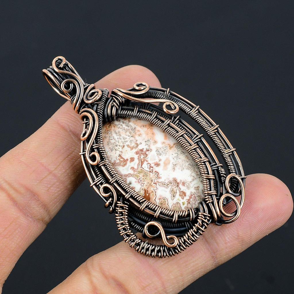 Crazy Lace Agate Gemstone Pendant Handmade Jewelry, 999 Copper Wire Wrapped Pendant Sodalite Jewelry, Gift For Her Women Pendant Brand New Pendant