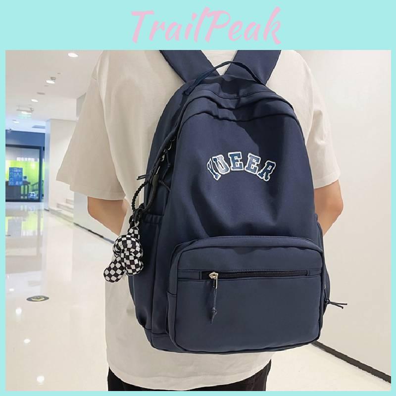 Simple Solid Color Letter Pattern Student Casual Backpacks For Daily Commute