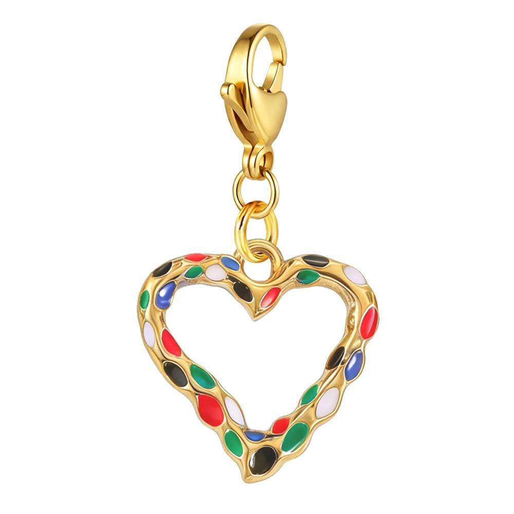 

INS Y2K Heart Fashion Multicolor Shoe Charm Pendant For Women DIY Gold Color Stainless Steel Exquisite Jewelry Accerrories