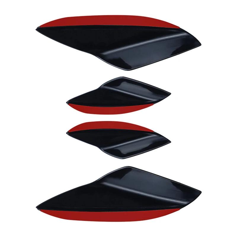 4Pcs Car Spoiler Canards Set Soft Decals Auto Collision Strip Carbon Fiber Pattern Front Bumper Lip Splitter Diffuser Spoiler