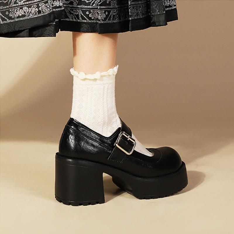 

Весенне-осенние новые туфли Мэри Джейн на толстом каблуке, женские туфли на толстой подошве, нескользящие, на мягкой подошве, ретро, для работы, одинарные туфли, маленькие кожаные туфли 39 чёрный