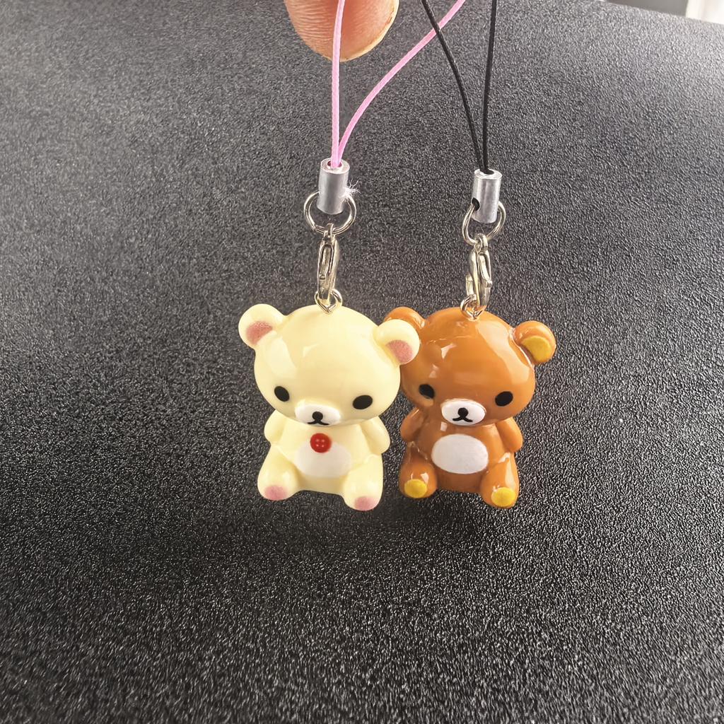 Kawaii Rilakkuma Easy Bear Phone Rope Chain Keyrings Lazybear Doll Keychains Bag Key Pendants Gift