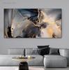 Abstract Dark Gray Blue and Gold Fluid Art Canvas Painting Luxury Gold Foil Posters and Prints for Living Room Decor Cuadros