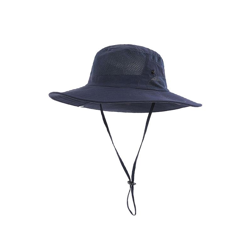 Quick Drying Summer Men'S Bucket Hat Outdoor Uv Protection Wide Border Panama Safari Hunting Hiking Hat Mesh Fisherman'S Hat