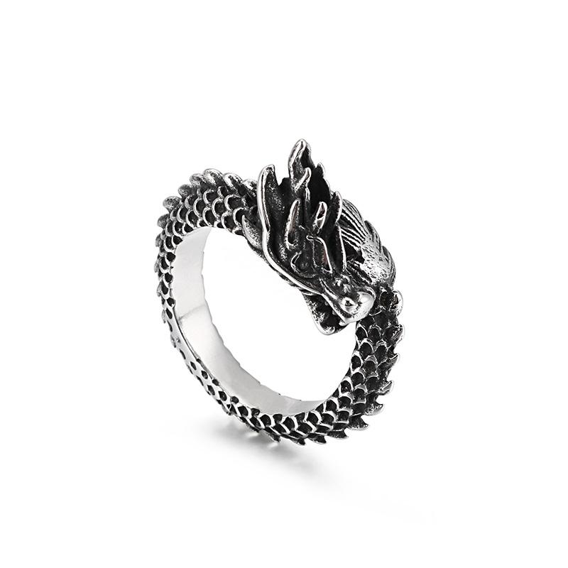 KALEN Creative 3D Dragon Charm Finger Rings HIp Hop Stainless Steel Lucky Ring Friend‘s Gift Personalized Animal Trendy Jewelry