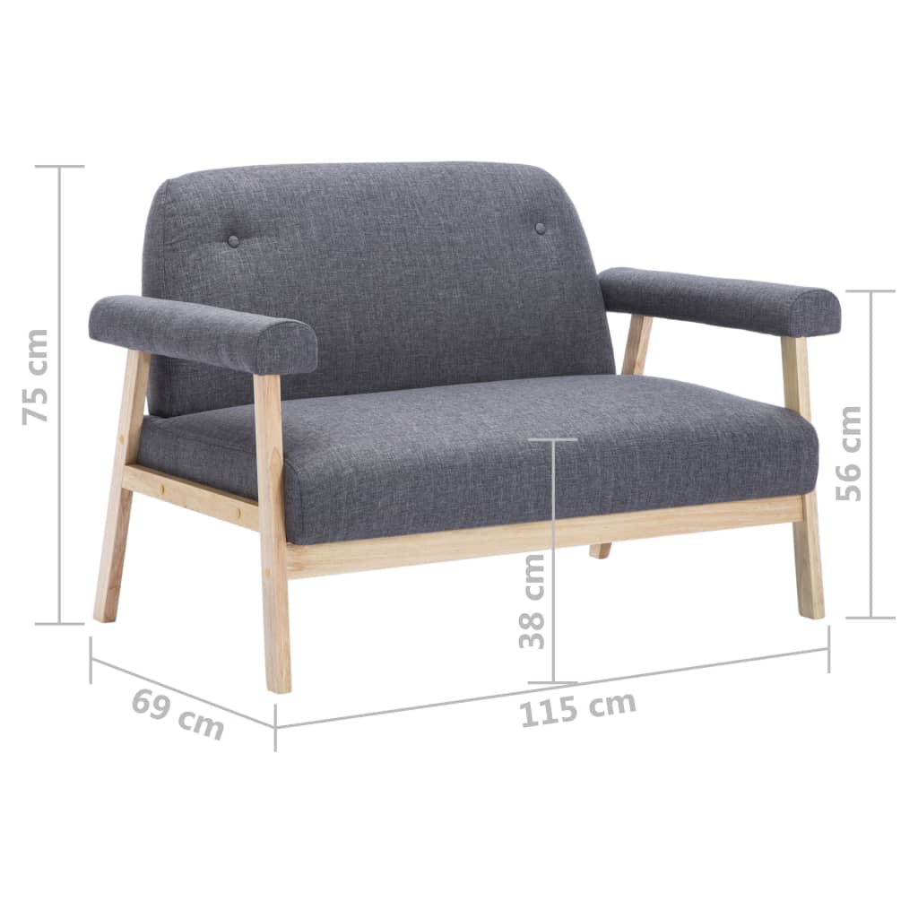 2 Seater Sofa Fabric Dark Grey