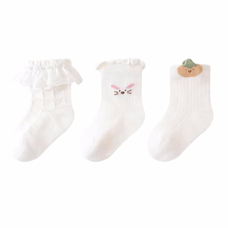 3Pairs/Set Baby Girls Socks Summer Thin Mesh Kids Girl Frilly Lace Socks Cotton Children Dance Princess Sock Spring Summer 0-5Y