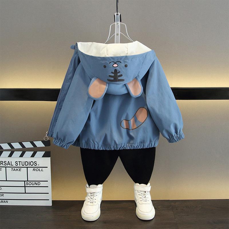Frühlings- und Herbstteil der Kinder Jungen und Mädchen Herbstjacke Herbst Dünne Jacke Kleines Baby Cartoon Kapuzenoberteile