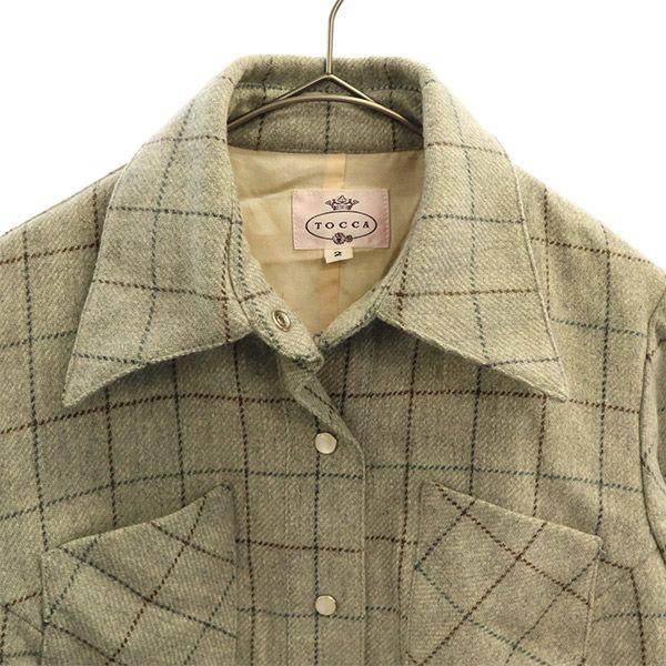 TOCCA wool Grid pattern Jacket 2 Gray x brown Women Used