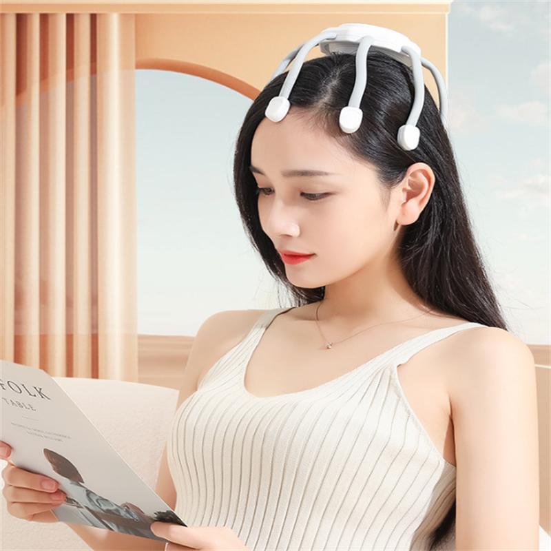 Elektrikli Baş Masaj Aleti Ahtapot Kafa Derisi Masaj Aleti Titreşimli Rahatlama ve Stres Giderme İçin Uyku Kalitesini Artırma
