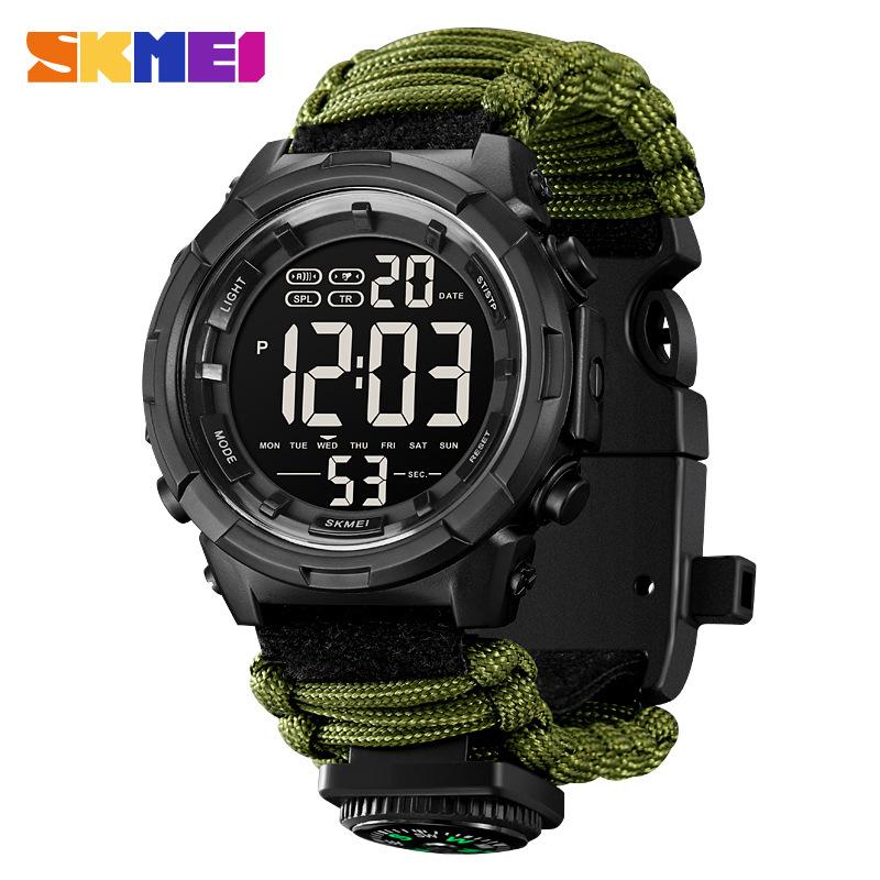 

Moment Beauty Многофункциональные спортивные водонепроницаемые часы для мужчин и студентов, камуфляжные тактические электронные часы с веревкой для зонтика