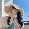 Hat Women'S Lace Edge Straw Hat Summer New Style Travel Strap Japanese Strap Sweet Sunshade Hat Outdoor Fisherman'S Hat