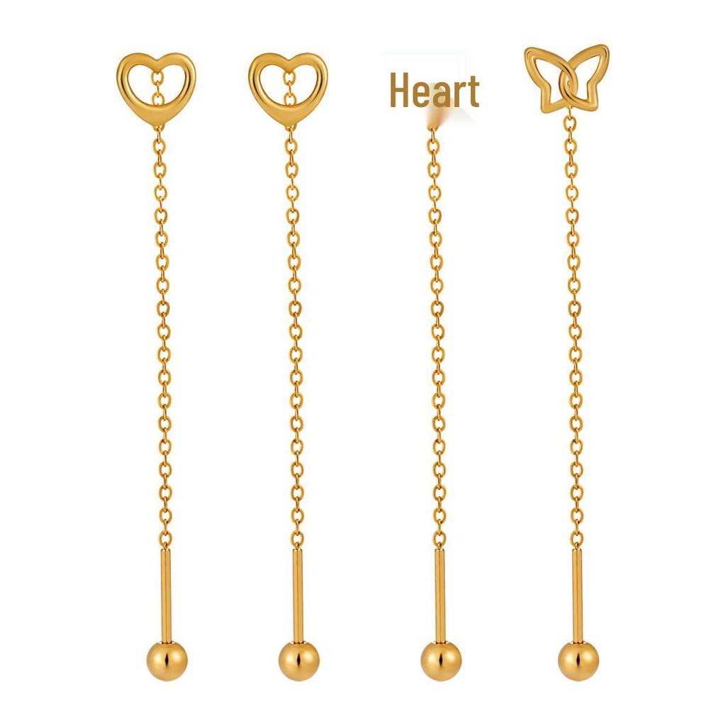 High-End Korean Style Titanium Heart Earrings - Anti-Drop & Anti-Snag Design for Women