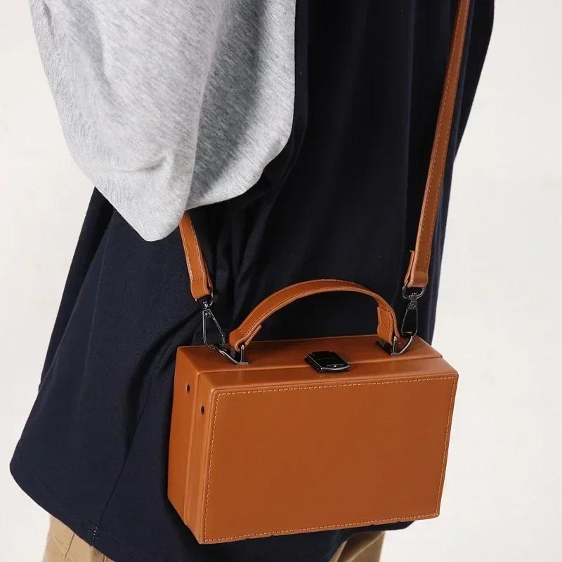 Solid Color PU Box Retro Women's Shoulder Bags Sweet Casual Basic Style Handbag 2026 Hot Selling Fashionable Men's Crossbody Bag
