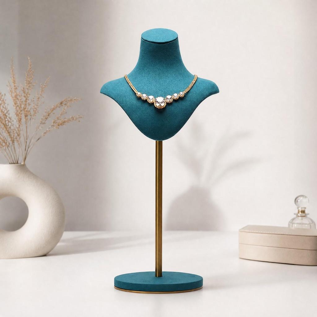 clothCovered Necklace Display Stand Stable Jewelry Bust with Round Base