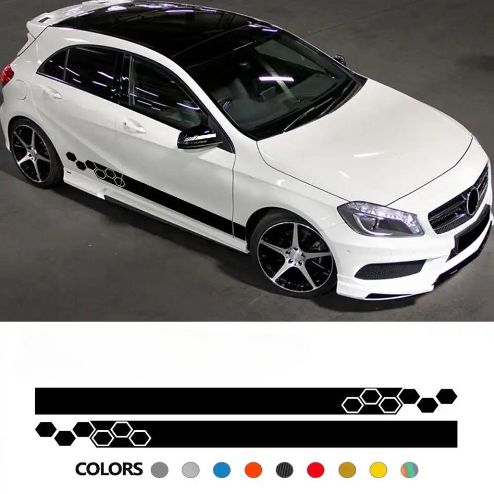 2PCS Hexagon Car Stickers Side Body Decals for Volkswagen VW Golf 5 6 7 MK7 MK6 Passat B6 B7 B5 Polo 6R T5 Jetta 6 Touareg Bora