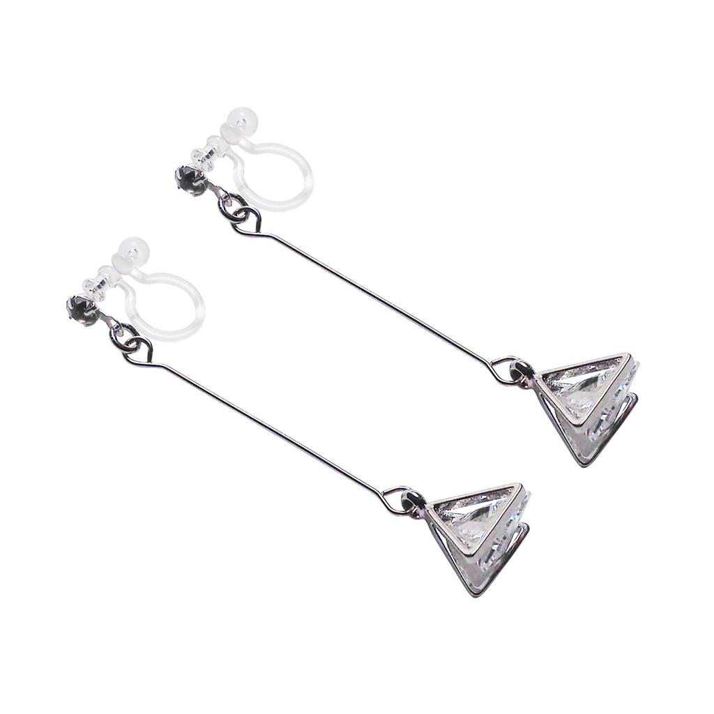Earrings Earrings Silver CZ Earrings Popular Painless Elegant Adults Formal Triangular Cubic Zirconia Crystal Resin Earrings Miyabi Grace Miyabi Grace