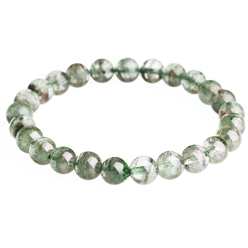 Natural Green Phantom Quartz Beaded Bracelet Gift Box with Greeting Card  Certificate