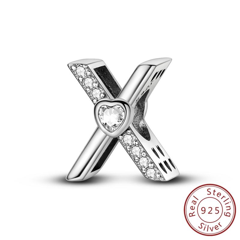 New 925 Silver Charm Beads 26 Letter Alphabet A-Z Charm Fit Original Charms Bracelet DIY Birthday Jewelry Gift Making