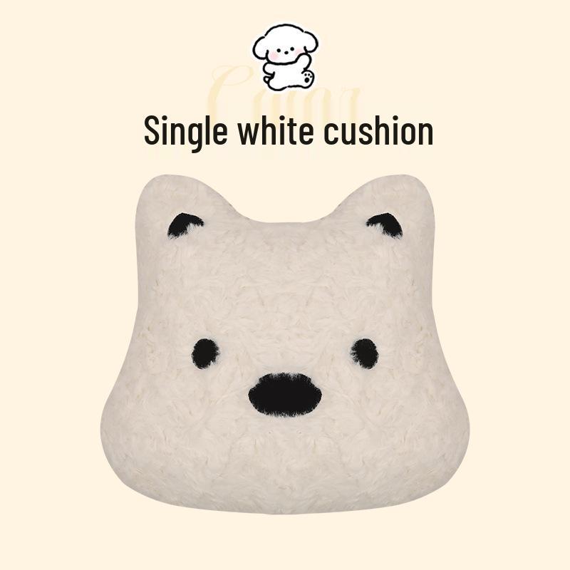 West Highland Cartoon Puppy Plush Car Seat Cushion - Winter Warmth Universal Cover