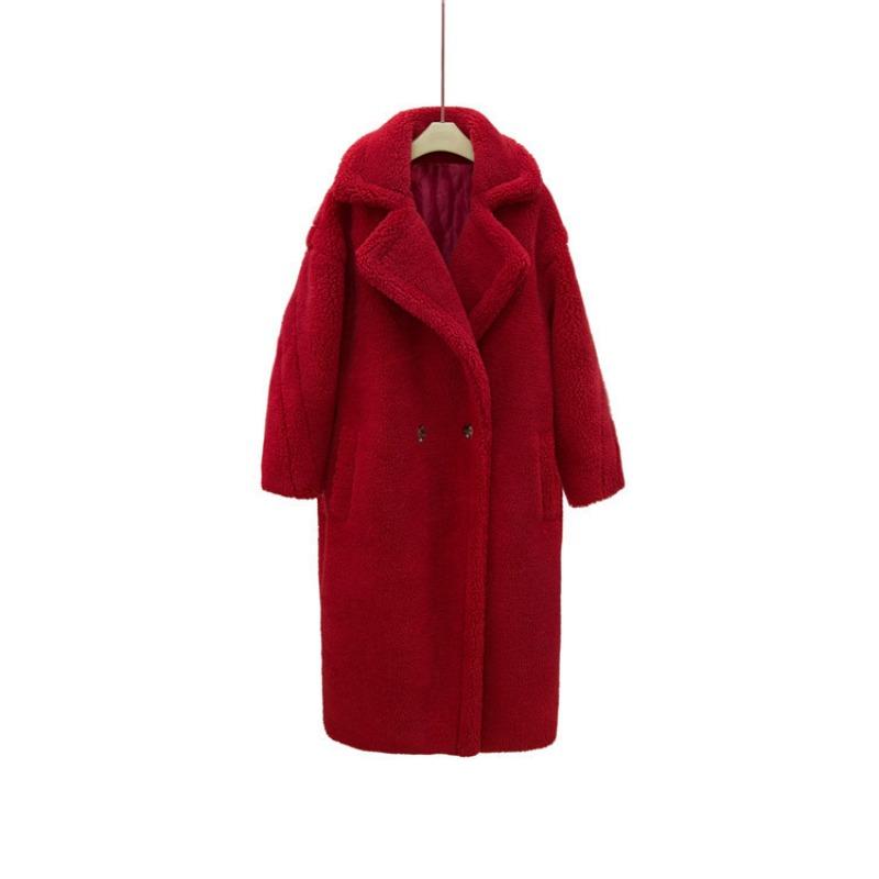Imitation Fur Granular Imitation Wool Coat Long Coat Teddy Bear Imitation Fur Long Coat
