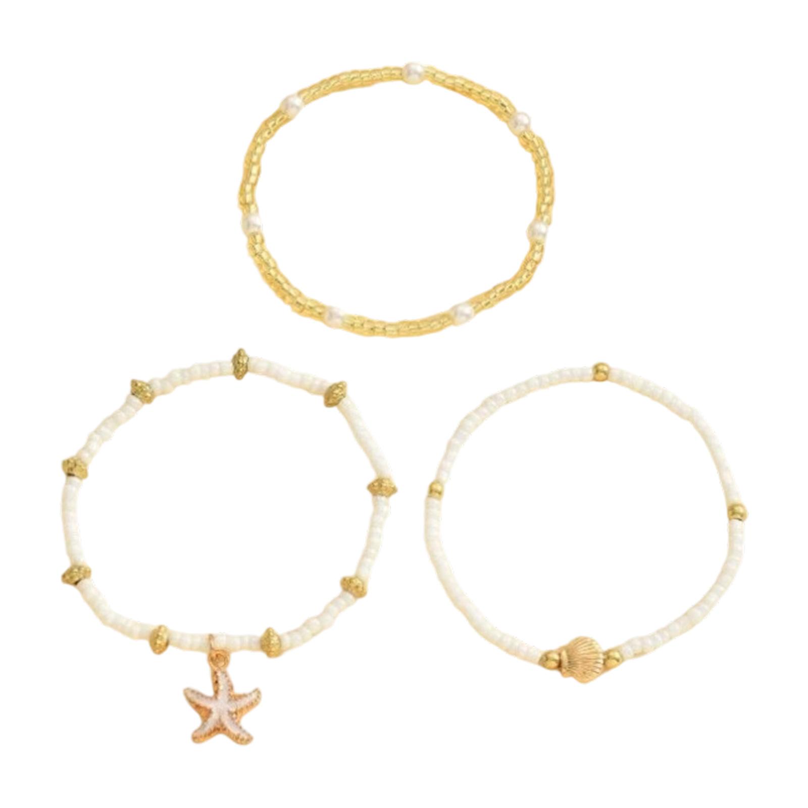 

3Pcs Handmade Beaded Beach Necklace/Bracelet Oceanic Charm Vacation Jewelry Set Handmade Accessories for Women Girls різнокольоровий
