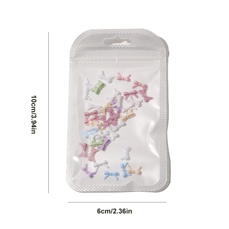 50Pcs Colorful Bow Nail Art Parts Charms Bulk Shiny Mini Resin Ribbon Nail Rhinestones Diy Summer Nail Art Decor Accessories