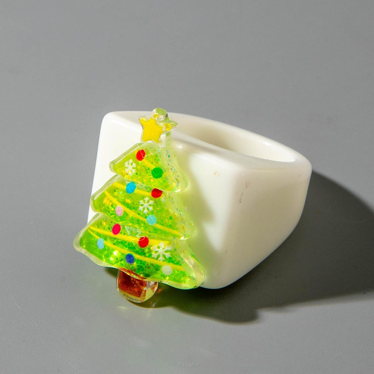 Рождественская серия колокольчик подарочная коробка снеговик олень ретро квадратный набор колец из смолы