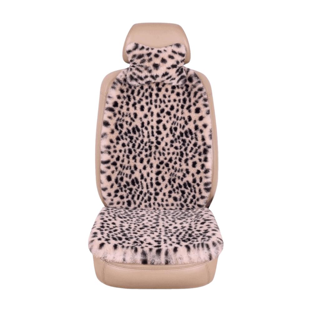 Rabbit Fur Rabbit Fur Car Pad Non-slip Plush Seat Cushion Leopard Print Seat Cover Cushion Front