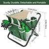 10Pcs Gardening Tool Set Folding Stool Storage Tote Bag Stainless Steel Wooden Handle Planting Weeding Yard Kit