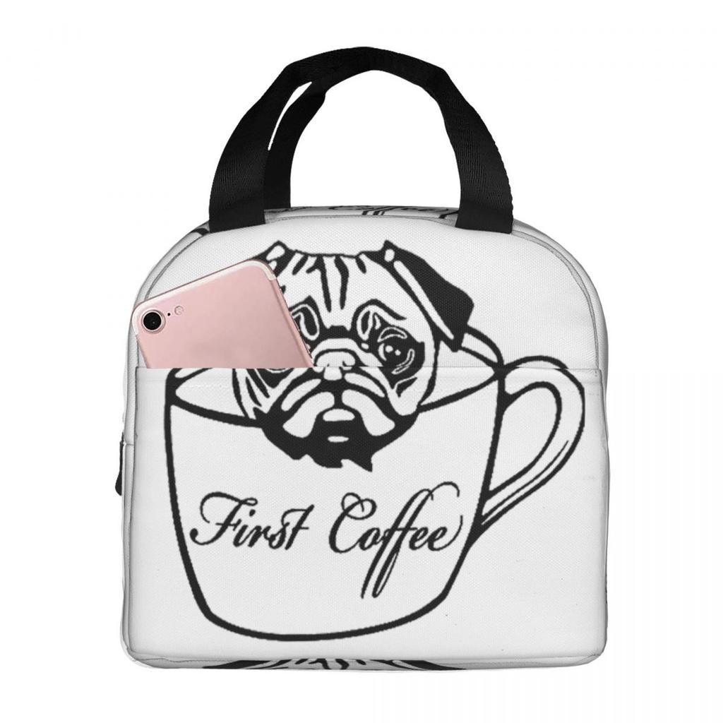Winter Funny Fawn Pug Funny Dog Lover Insulated Lunch Bag for Women Office Cooler Thermal Food Box Tote Lunch Boxes Container